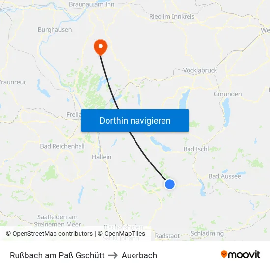 Rußbach am Paß Gschütt to Auerbach map