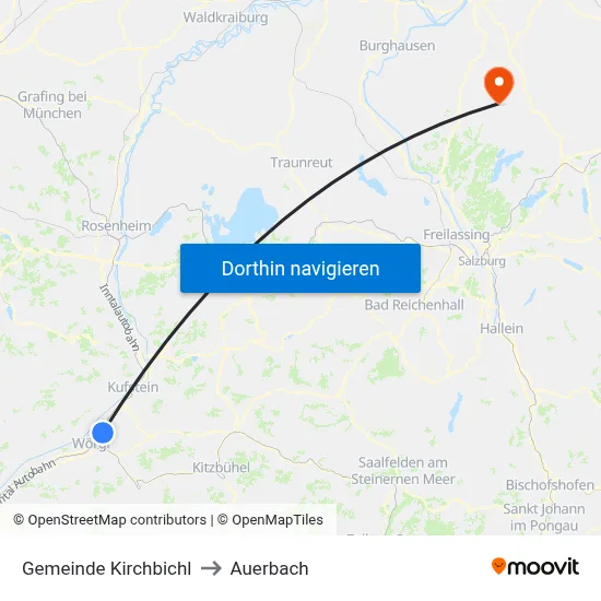 Gemeinde Kirchbichl to Auerbach map