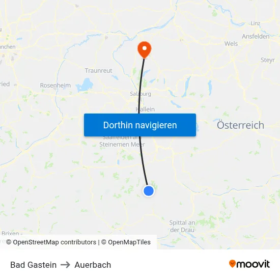Bad Gastein to Auerbach map