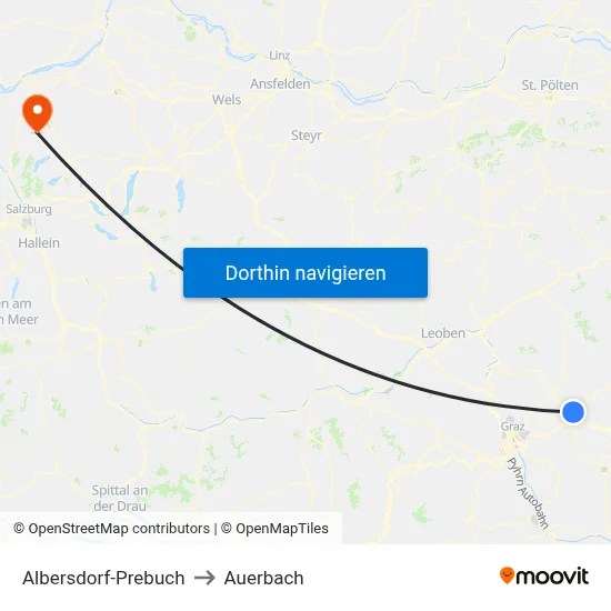 Albersdorf-Prebuch to Auerbach map