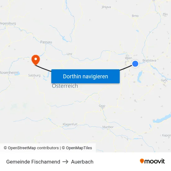 Gemeinde Fischamend to Auerbach map