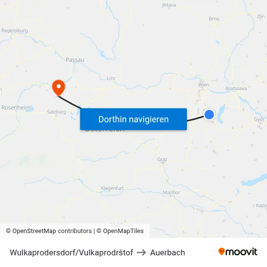 Wulkaprodersdorf/Vulkaprodrštof to Auerbach map