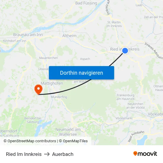 Ried Im Innkreis to Auerbach map