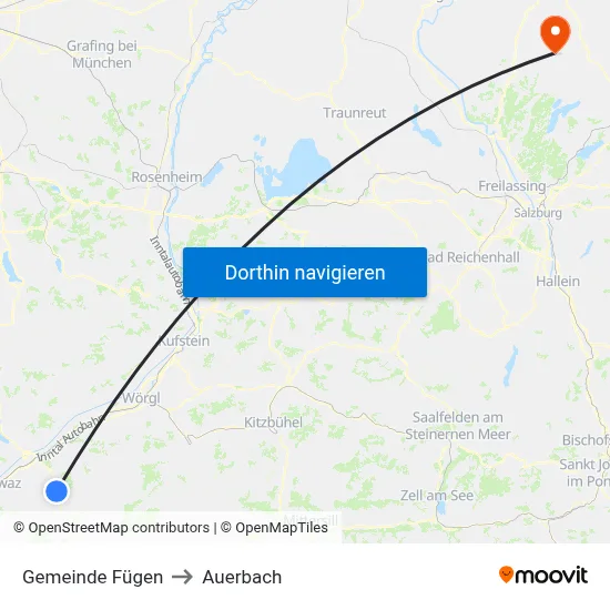 Gemeinde Fügen to Auerbach map