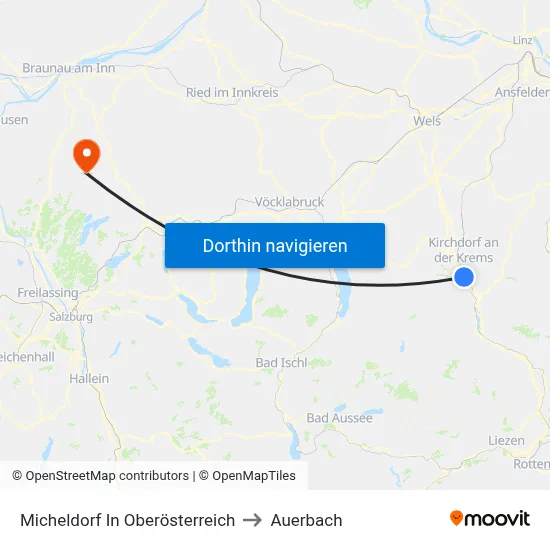 Micheldorf In Oberösterreich to Auerbach map