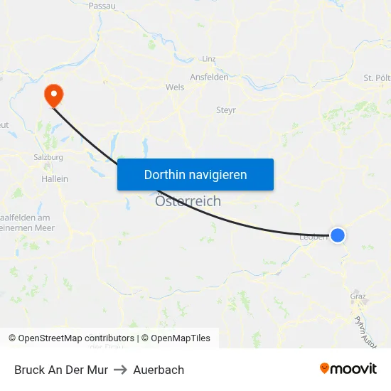 Bruck An Der Mur to Auerbach map