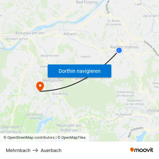 Mehrnbach to Auerbach map