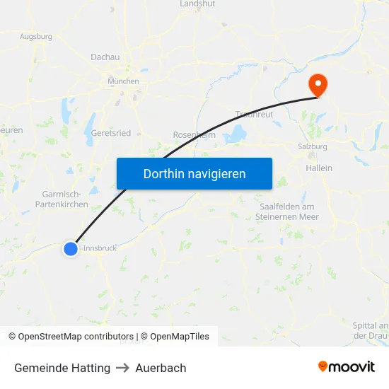 Gemeinde Hatting to Auerbach map