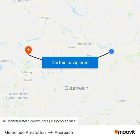 Gemeinde Amstetten to Auerbach map