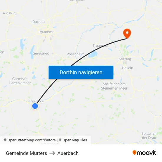 Gemeinde Mutters to Auerbach map
