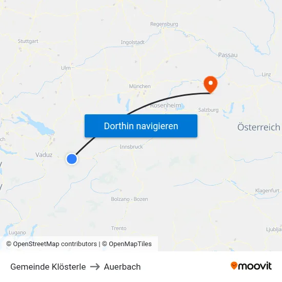 Gemeinde Klösterle to Auerbach map