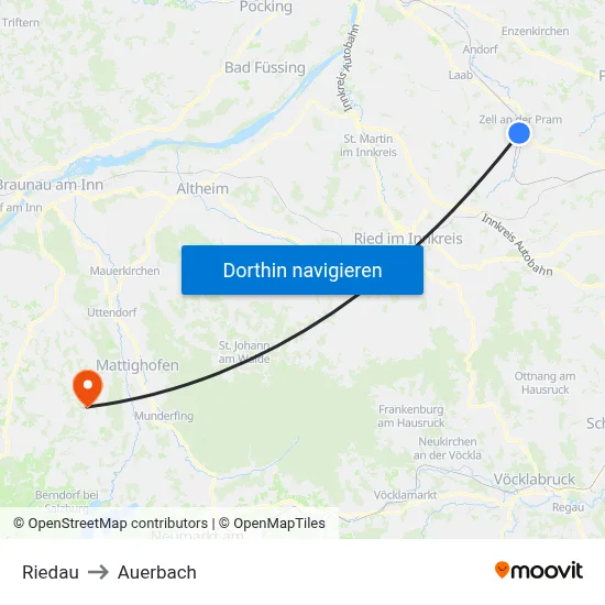 Riedau to Auerbach map