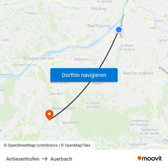 Antiesenhofen to Auerbach map