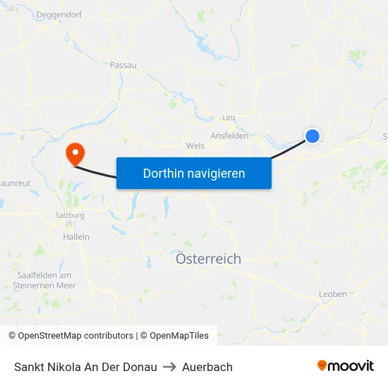 Sankt Nikola An Der Donau to Auerbach map
