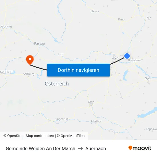 Gemeinde Weiden An Der March to Auerbach map