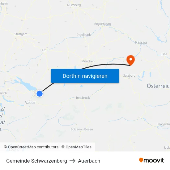 Gemeinde Schwarzenberg to Auerbach map