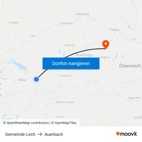 Gemeinde Lech to Auerbach map