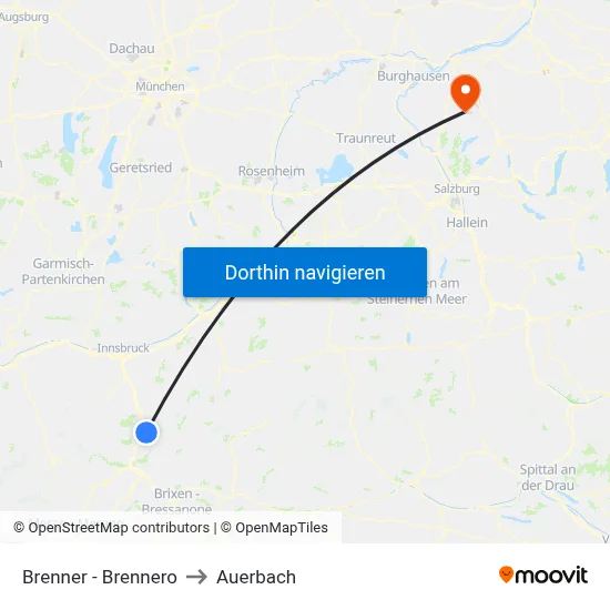 Brenner - Brennero to Auerbach map