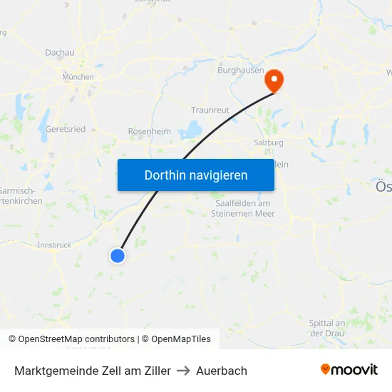 Marktgemeinde Zell am Ziller to Auerbach map