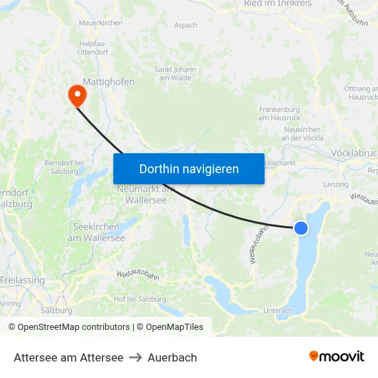 Attersee am Attersee to Auerbach map