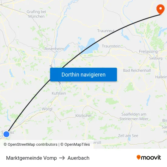 Marktgemeinde Vomp to Auerbach map