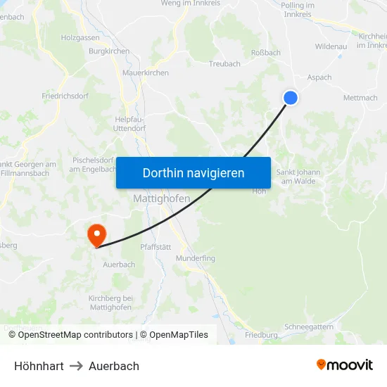 Höhnhart to Auerbach map