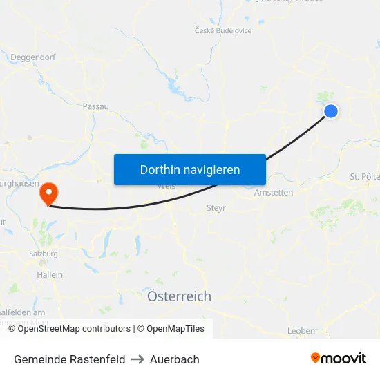Gemeinde Rastenfeld to Auerbach map