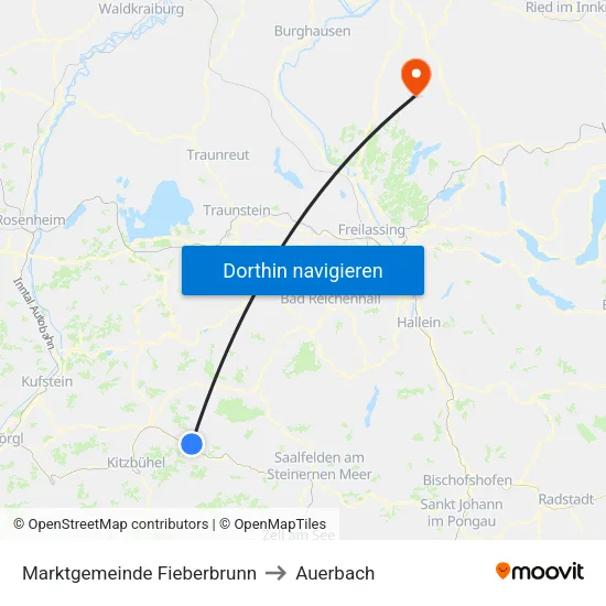Marktgemeinde Fieberbrunn to Auerbach map