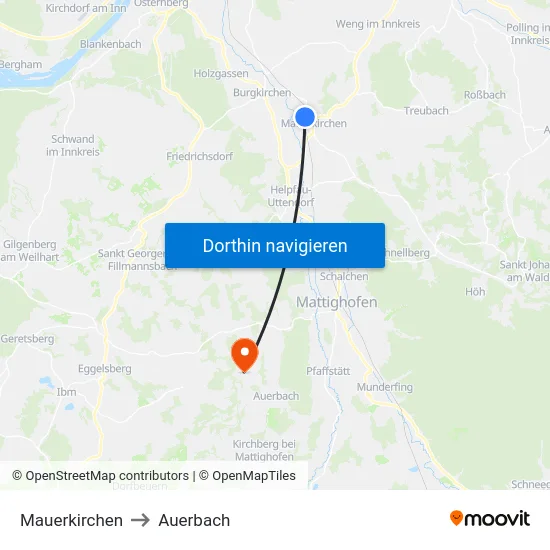 Mauerkirchen to Auerbach map