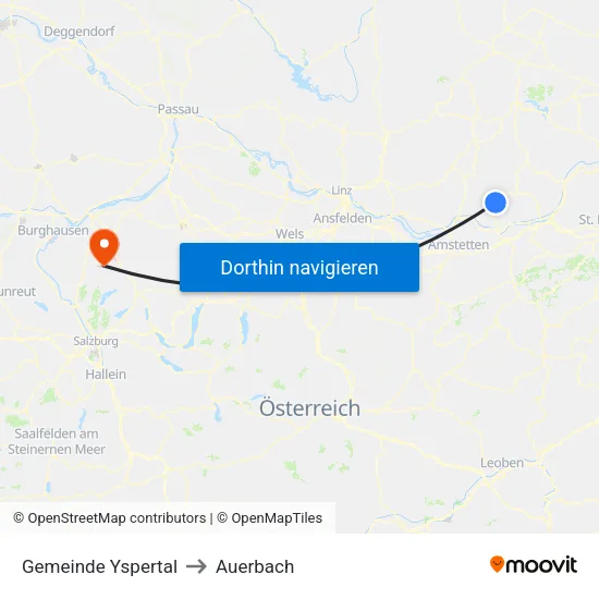 Gemeinde Yspertal to Auerbach map