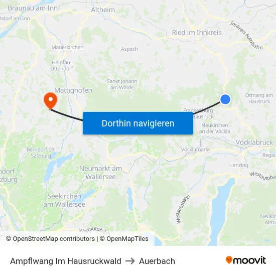 Ampflwang Im Hausruckwald to Auerbach map