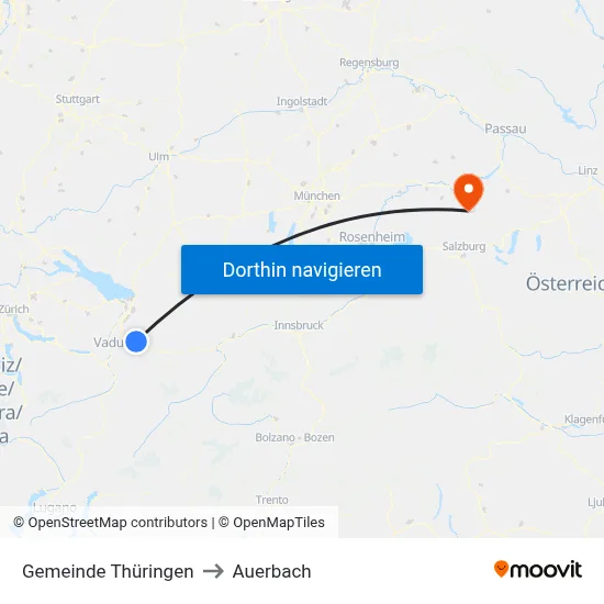 Gemeinde Thüringen to Auerbach map