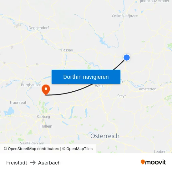 Freistadt to Auerbach map