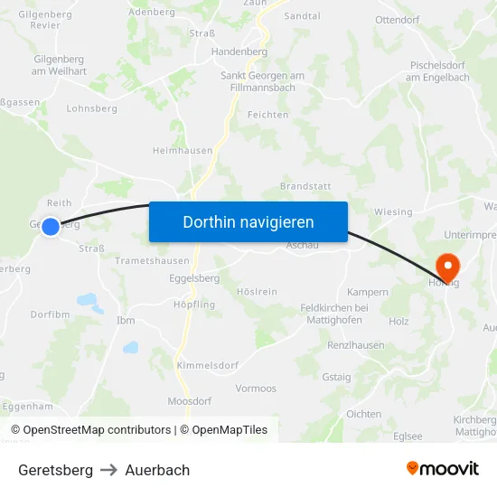 Geretsberg to Auerbach map