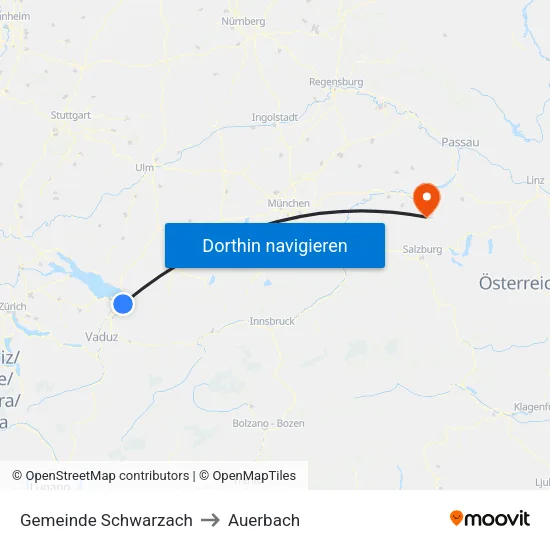 Gemeinde Schwarzach to Auerbach map