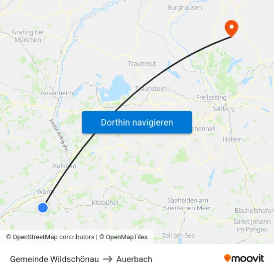 Gemeinde Wildschönau to Auerbach map