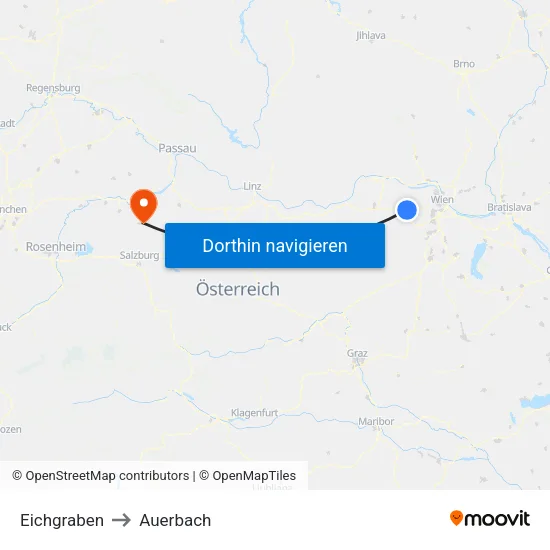 Eichgraben to Auerbach map