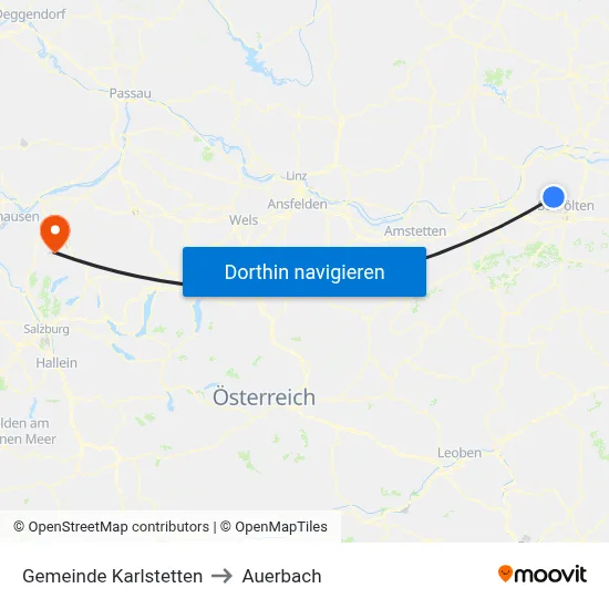 Gemeinde Karlstetten to Auerbach map