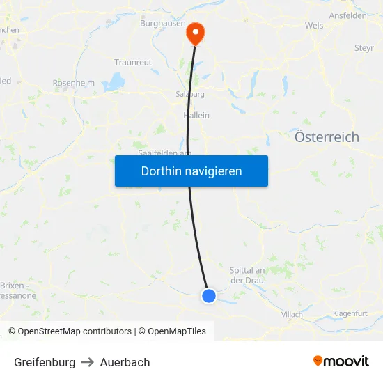 Greifenburg to Auerbach map