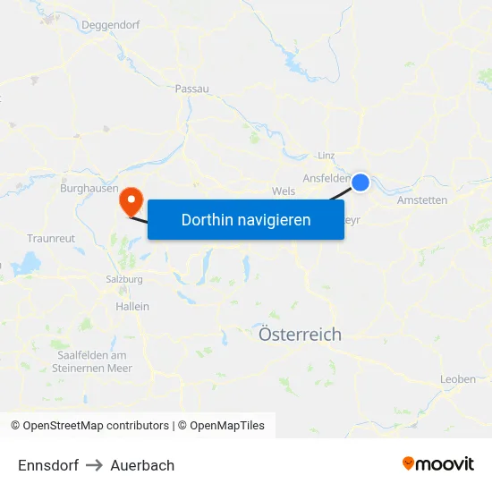 Ennsdorf to Auerbach map