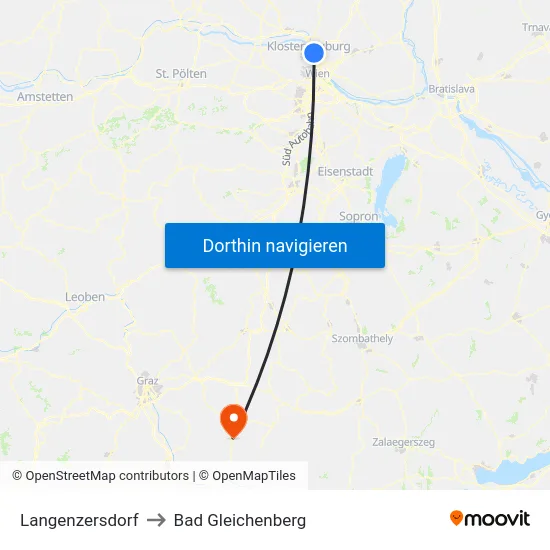 Langenzersdorf to Bad Gleichenberg map