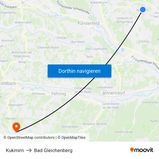 Kukmirn to Bad Gleichenberg map