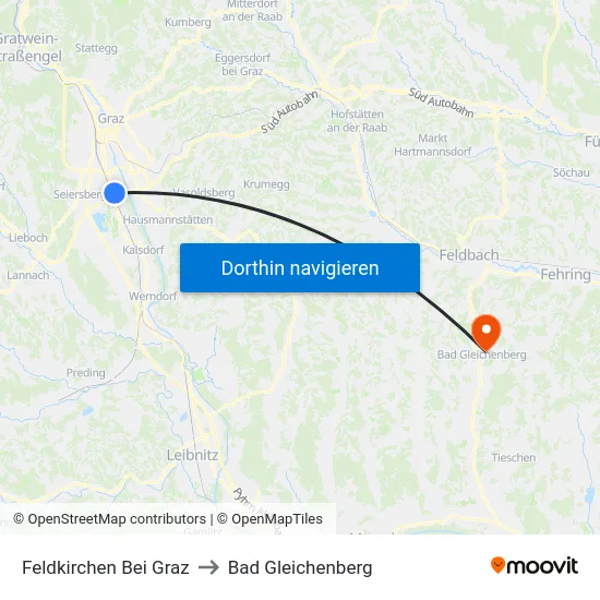 Feldkirchen Bei Graz to Bad Gleichenberg map