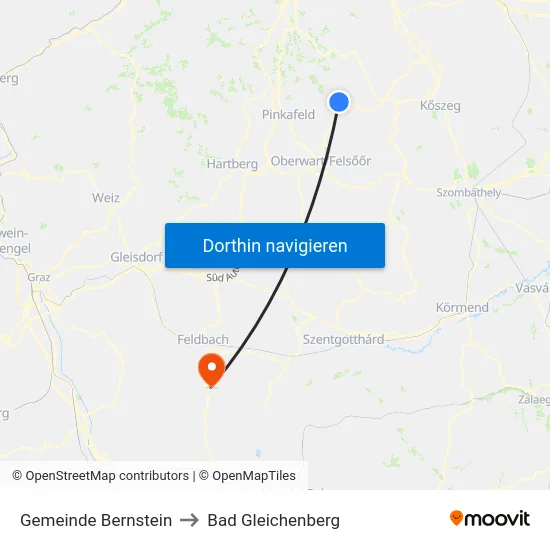 Gemeinde Bernstein to Bad Gleichenberg map