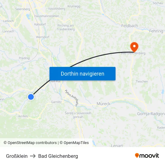 Großklein to Bad Gleichenberg map