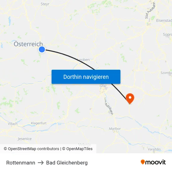 Rottenmann to Bad Gleichenberg map