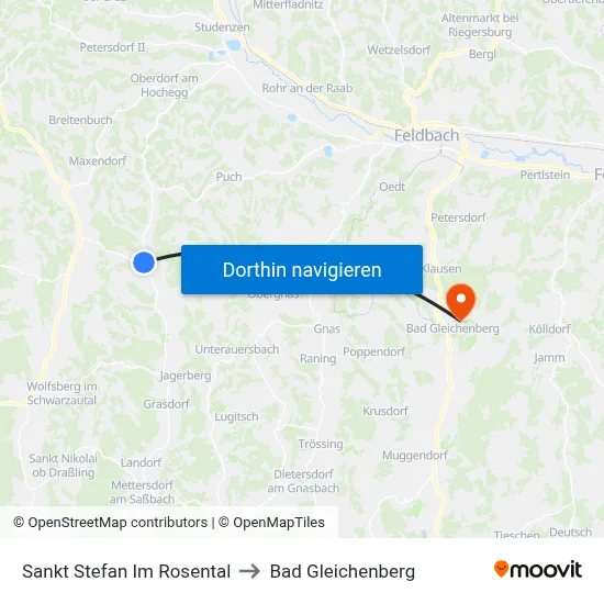 Sankt Stefan Im Rosental to Bad Gleichenberg map