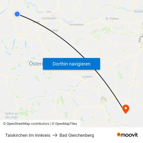 Taiskirchen Im Innkreis to Bad Gleichenberg map