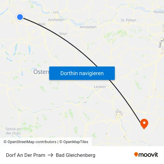 Dorf An Der Pram to Bad Gleichenberg map