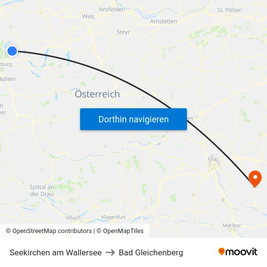 Seekirchen am Wallersee to Bad Gleichenberg map